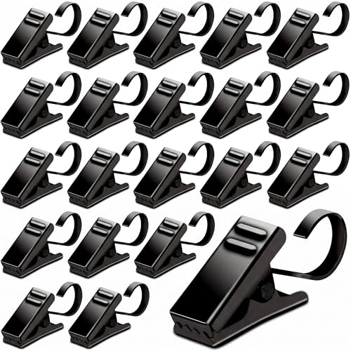 BIHRTC Pack of 25 Black Curtain Clips String Light Hangers Small Metal Wire Holder for Hanging Camper Awning Light Christmas Decor Shower Home Decoration Indoor and Outdoor Photos Arts Crafts Display - color: Black