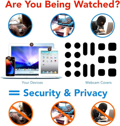 Universal Webcam Covers - Privacy Protection Accessory, No Residue Application, Safe Screen Closure - Dots,Squares and Bars, 18 Pieces - Black - color: Black18