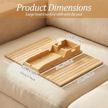 1 Pc 3 in 1 Couch Cup Holder Tray, 4.7X12.6Inch Couch Armrest Table Anti-Slip Sofa Armchair Caddy Table Couchs Arm Tray with Detachable Cup Holder Foldable Sofas Trays for Drinks Cellphone Snacks