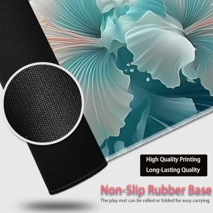 Large Gaming Mouse Pad + Wrist Rest+ Coaster Combo, 31.5 "x 11.8" Durable Non-Slip Extension Table Mat, Suitable for Office and Home, Blue Art Butterflies - color: Blue Art Butterflies