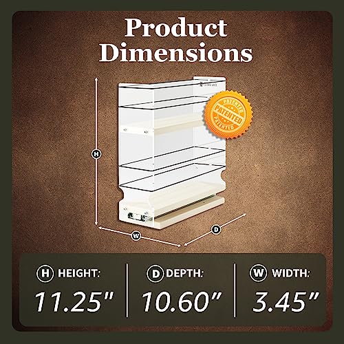 Vertical Spice Adjustable Spice Rack Drawer - Pull Out Cabinet Organizer - Kitchen and Pantry Organizers and Storage - Spice Caddy - 1 Drawer, 2 Upper Tier (3.45" W x 11.25" H x 10.6" D, Cream) - color: 3.25" Drawer, Adjustable Shelves