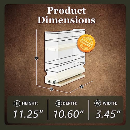 Vertical Spice Adjustable Spice Rack Drawer - Pull Out Cabinet Organizer - Kitchen and Pantry Organizers and Storage - Spice Caddy - 1 Drawer, 2 Upper Tier (3.45" W x 11.25" H x 10.6" D, Cream) - color: 3.25" Drawer, Adjustable Shelves