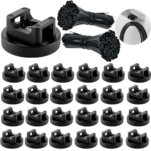 225-Pc Magnetic Cable Ties Set,Magnetic Zip Tie Mounts & Cable Ties | Magnetic Wire Holder, 25 Magnetic Cable Holders & 200 Zip Ties, Magnet Cable Tie Mounts for Cables, Wires, Cords, Hoses-31 mm - size: 31mm
