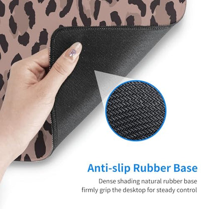 Brown Leopard Mouse Pad Large Gaming Mousepad Non-Slip Rubber Base Keyboard Mouse Mat for Laptop Keyboard Desktop 31.5 x 11.8 inch - color: Brown Leopard