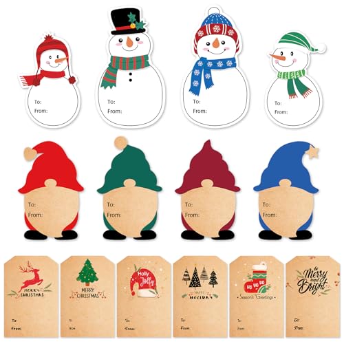 Christmas Gift Tags Stickers, 128 PCS Self-Adhesive Gift Tags for Christmas Presents, Easy to Peel & Write