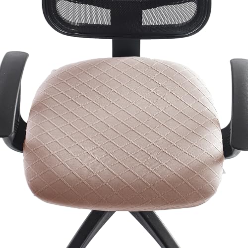 Stretch Jacquard Office Chair Cover, Removable Washable Desk Chair Cover, Anti-dust Seat Cushion Protectors - Camel - color: Camel, size: Chair Seat Cover