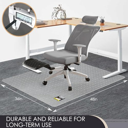 Kuyal Office Chair Mat for Carpet, 36x48 Clear Heavy Duty Computer Chair Mat, Under Desk Protector Carpeted Floors Mat, Easy Chair Movement,Ship Flat - size: 36" X 48"