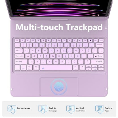 GGH Touch for iPad Keyboard Case Air 13 (M3 2025 / M2 2024) &12.9 iPad Pro (6th,5th,4th,3rd Gen),360° Rotatable Protective Cover Multi-Touch Trackpad Keyboard Case with Pencil Holder - Light Purple - color: Light Purple