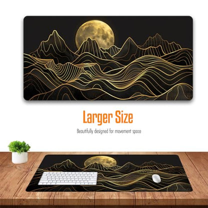 VNDL Large Japanese Gaming Mouse Pad, Black and Gold, Premium Non-Slip Anime Desk Pad for Office, Extended XL XXL Mouse Mat and Laptop Pad, Waterproof and Stiched Edges 31.5 x 15.7 in (topo1) - color: topo1