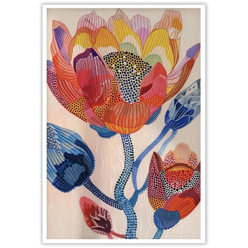 XASUBH Colorful Abstract Watercolor Wall Art Abstract Botanical Poster Aesthetic Landscape Picture for Farmhouse Apartment Dorm Wall Living Room Home Bedroom Contemporary Decor 16X24 Inch Unframed - color: Colorful Flower, size: 24"L x 16"W