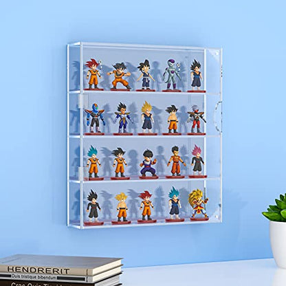 AITEE Acrylic Display Case for Mini Funko Pop Figures, Clear Wall Mounted or Desktop 4 Layer Storage Box Cabinet Organizer for Mini Toys, Collections or Stone - size: 4-Layer