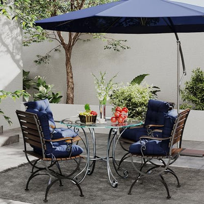 Outdoor Chair Cushions Set of 2, 42x21x4 Inch Patio Cushion for Dining/Rocking Chairs, High Back Soft Seat Pad with Ties, Indoor Outside Use, Fade-Resistant & Waterproof, Dark Blue - color: Dark Blue