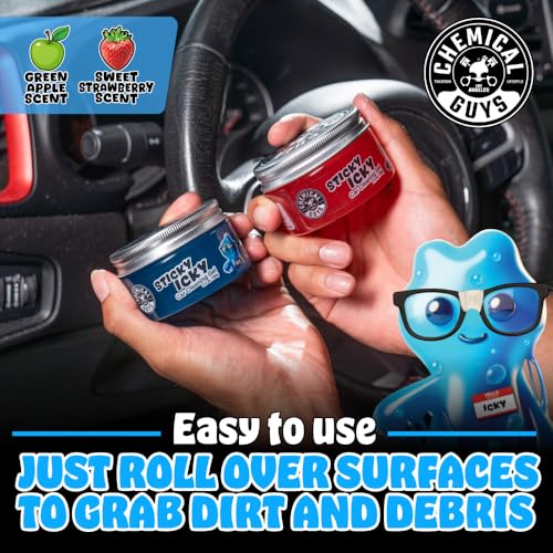 Chemical Guys Sticky Icky Car Cleaning Gel, Green Apple & Sweet Strawberry Scent - Detailing Kit, Car Dust Crevice Cleaner, Slime Auto Air Vent, Cleaning Putty for Keyboard Cleaner (4 Pack) - CJK1004 - size: 3.5 Ounce (Pack of 4), style: Various