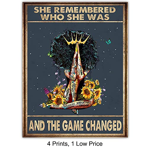 She Remembered Who She Was - African American Women Inspirational Wall Art | Motivational Quote Print, Black Woman Encouragement Gift, Christian Home Decor, Afro Girl Bedroom Art