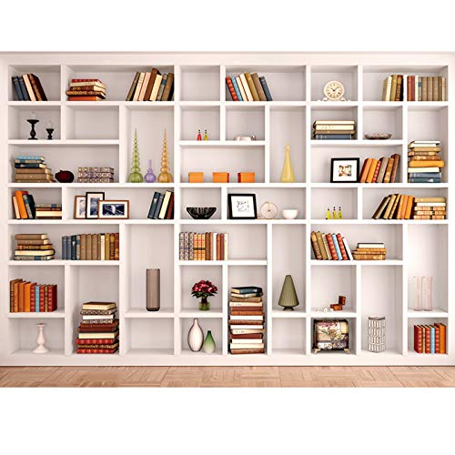 7x5ft White Bookshelf Backdrop Bookcase Backdrop for Office & Home Office Decoration