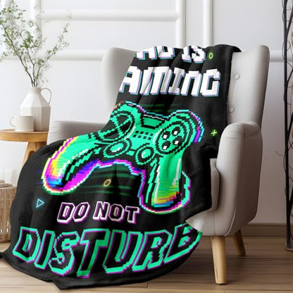 Dad Birthday Gifts from Daughter Son, Funny DAD is Gaming, Soft Flannel Blanket, Fathers Day Christmas Birthday Gifts for Daddy Father Present - 50’’ x 60’’ - color: Dad is Gaming