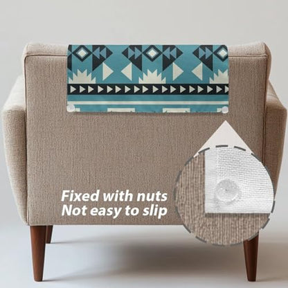 Blue Recliner Headrest Cover Brown Headrest Covers for Recliners Aztec Wrinkle Resistant Recliner Sofa Head Rest Covers Protector for Recliner Leather Sofa Couch 2 Pcs - color: Blue Aztec