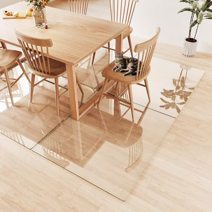 Tempered Glass Chair Mat 58"x44" – Ultra-Clear Office Chair Mat for Hardwood Floors & Low-Pile Carpets – Heavy-Duty 0.2" Scratch-Resistant Surface with Non-Slip Pads – Supports 1,000 lbs - size: 58"x44"