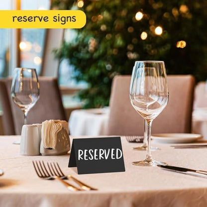 PigPotParty 4"x3" Mini Chalkboard Signs for Food, 12 Pcs Food Signs for Party Buffet, Small Chalk Board Food Labels, Table Place Cards, Wedding - Bakery - Birthday, Includes 2 Wet Erase Markers - style: Plastic V-12 (Indoor)