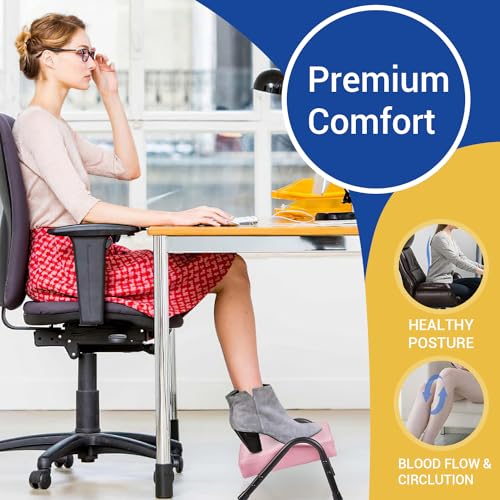 FUSLITE Foot Rest for Under Desk at Work,Ergonomic Foot Rest for Office Use, Adjustable Heights,Relieving Pain in Lower Back, Hip, Knee (Grey) - color: Grey