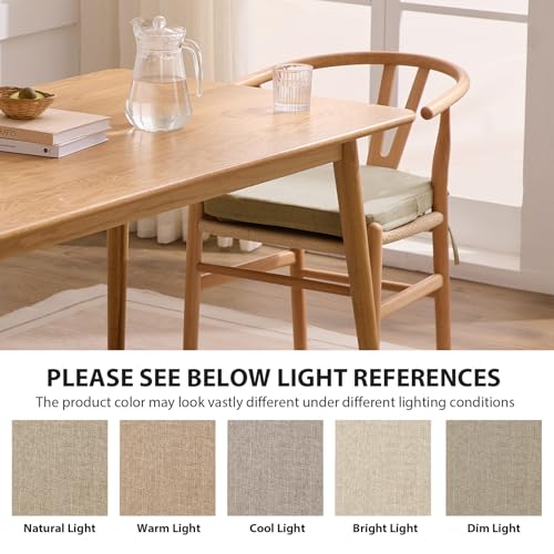 Ruqmuis Chair Cushions for Dining Chairs, 2" Thick Seat Cushions for Kitchen Chairs, D-Shaped Chair Pads with Washable Cover, Ties and Non Slip Backing, 17'' x 16'', Set of 4, Khaki - color: Khaki, size: 4 Count(Pack of 1)