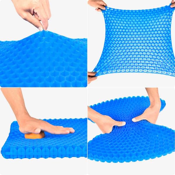 GTPLAYER Gel Seat Cushion, Breathable Honeycomb Cooling Gel Cushion for Chair, Pressure Relief Seat Pad with Non-Slip Cover, Home Office Car Chair Mat (16.9 x 14.6 x 1.2 inch)