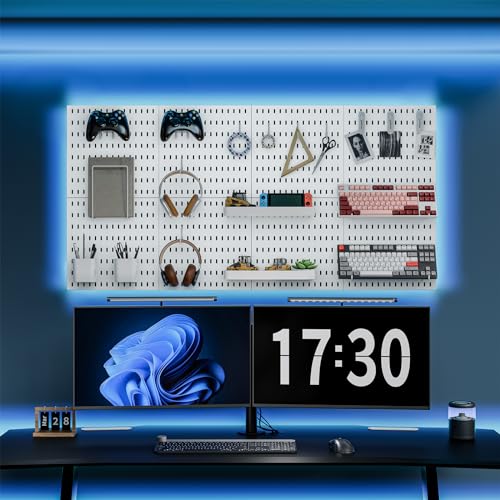 MULSAME Pegboard Combination Kit, 25.2" x 50.4" Wall Mounted Storage Set with 8 Pegboards & 40 Accessories Hanging, Peg Boards Organizer - color: White, size: 25.2" * 50.4"