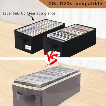 CD Storage Box, CD Organizer, Stackable DVDstorage case with lid,4Pack CD holder 14.2 x 6.3 x 5.5 inches - holds 180jewelry cases black - size: 4pack black