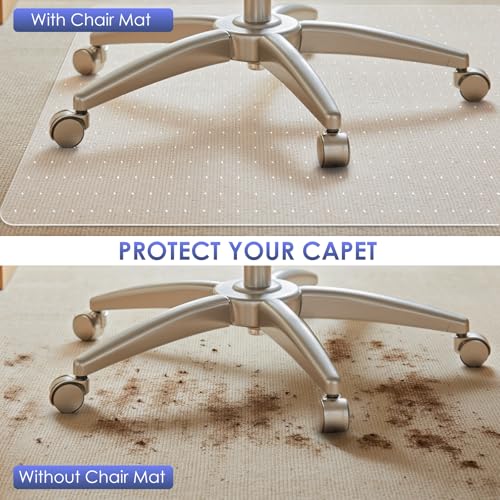 Kuyal Office Chair Mat for Carpet, 32x49 Clear Heavy Duty Computer Chair Mat, Under Desk Protector Carpeted Floors Mat, Easy Chair Movement,Ship Flat - size: 32" X 49"