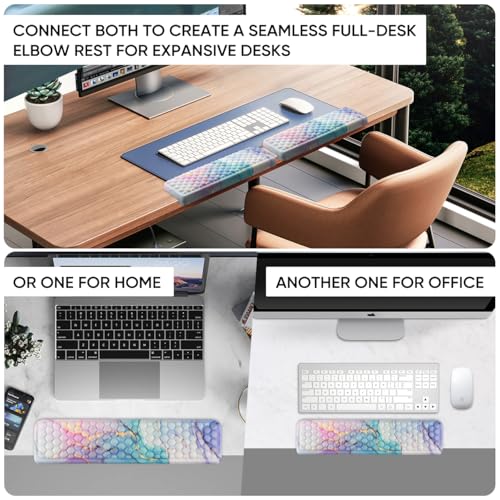 JIKIOU L-Shaped Desk Elbow Pad for Desk,Memory Foam Elbow Support Pad 2Pack | Massage Design, 14.9inch is 20% Longer for Comfort, Non-slip Rubber Base, Ergonomic Cushion for Pain Relief, Marble Blue - color: Marble-blue, size: 14.9" x 3.5" x 0.6"