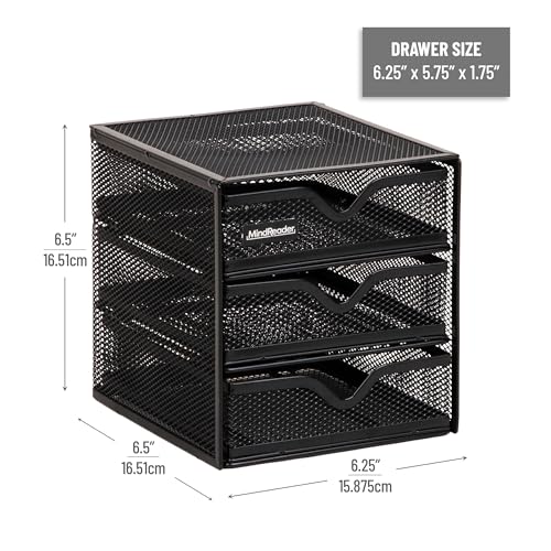 Mind Reader Desktop Accessory Storage, Desk Supplies, Organizer, Office, Metal Mesh, 6.25" L x 6.5" W x 6.5" H, Black - size: 6.25"L x 6.5"W x 6.5"H