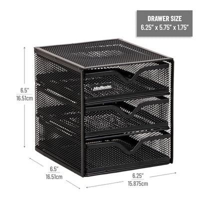Mind Reader Desktop Accessory Storage, Desk Supplies, Organizer, Office, Metal Mesh, 6.25" L x 6.5" W x 6.5" H, Black - size: 6.25"L x 6.5"W x 6.5"H