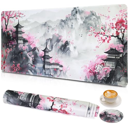 Large Gaming Mouse Pad with Coaster,Desk Matt for Desktop,Desk Mat-Anime | Desk Pad,XXL Cute Japanese Desk Mat Cover for Computer Keyboard Laptop Women Office Home Decor, 31.5'' x15.6'' - color: B8-Japaness Anime