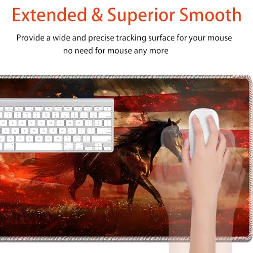 MTG Playmat, Smooth Surface Game Play Pad MTG TCG 24 x 14 inch with Storage Bag, Non-Slip Mouse Pad Card Fighting Game, American Flag Horse - color: American Flag Horse