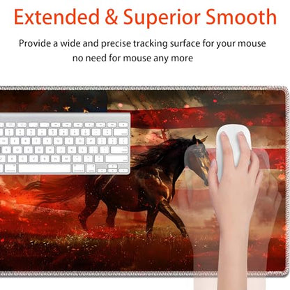 MTG Playmat, Smooth Surface Game Play Pad MTG TCG 24 x 14 inch with Storage Bag, Non-Slip Mouse Pad Card Fighting Game, American Flag Horse - color: American Flag Horse
