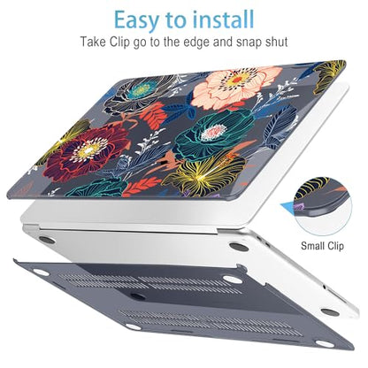 Mektron Case for 2026 MacBook Neo 13-inch A18 Pro chip A3404 Laptop Cover with 13-inch (Diagonal) Liquid Retina Display+ Keyboard Cover+ Screen Protector, Dahlia Flowers - color: Dahlia Flowers