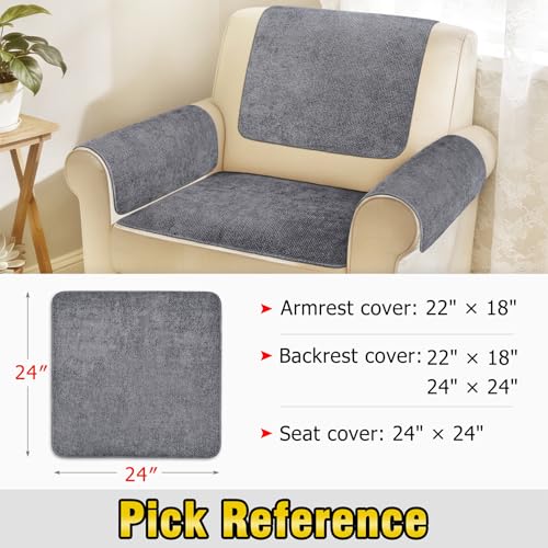 Couch Arm Covers, Sofa Arm Covers, Waterproof Armrest Cover for Sofa, Loveseat, Armchair, Anti-Slip Recliner Arm Cover, Headrest Cover, Arm Chair Covers Set of 2 (Dark Gray, 24"×24") - color: Dark Gray, size: 24" x 24" - 2 pcs