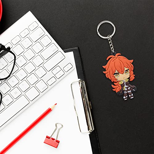Impact Videogame Colorful Lanyard Keychains Stickers - color: Diluc