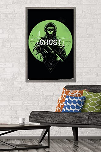 Trends International Call of Duty: Modern Warfare 2 - Ghost Emblem Wall Poster, 22.375" x 34", Barnwood Framed Version - color: Barnwood Framed Version, size: 34"L x 22.4"W