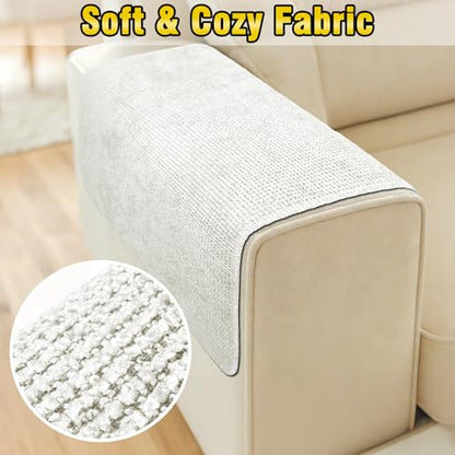 Couch Arm Covers, Sofa Arm Covers, Waterproof Armrest Cover for Sofa, Loveseat, Armchair, Anti-Slip Recliner Arm Cover, Headrest Cover, Arm Chair Covers Set of 2 (Cream, 22"×18") - color: Cream, size: 22" x 18" - 2 pcs
