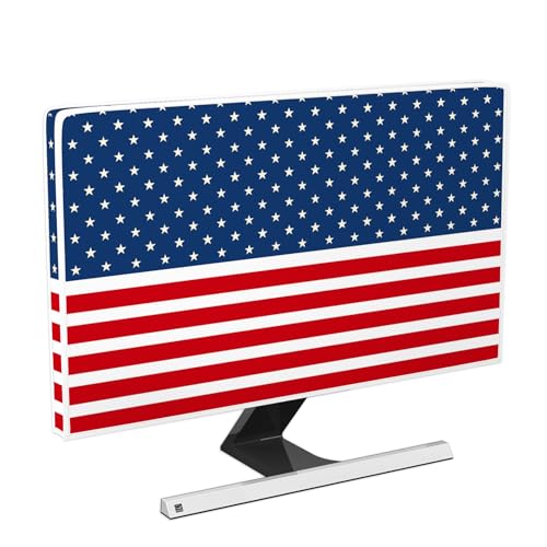 American Flag Waterproof 22, 23, 24, 25 Inch Anti-Static Dust Proof LCD/LED/HD The Stars and The Stripes Veterans Day Independence Day Computer Monitor Cover Screen Protective LCD/LED/HD - color: Blue and red and white-8, size: 22-25 Inch