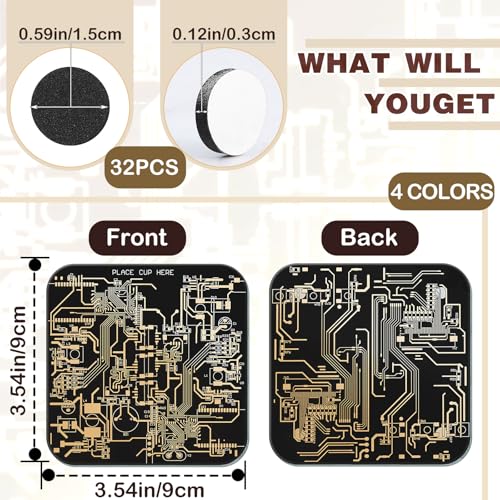 Nuenen 4 Pcs Circuit Board Coasters for Drinks PCB Coasters Immersion Gold Circuit Board PCB Design Engineer It Gift for Party Bar Office Geek Nerd Engineer Dad Gift Men(Classic Style,Multicolor) - color: Multicolor, size: Classic Style