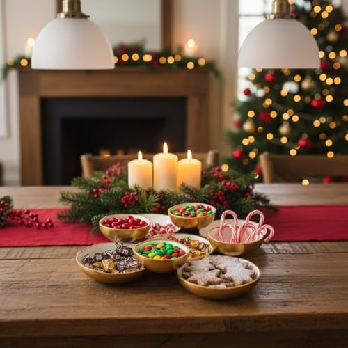 Cluster of 9 Serving Bowls, One-Piece Set, Gold White Brass Multi-Bowl Display Tray for Snacks Nuts Chips Appetizers, Modern Home Entertaining Centerpiece Dining Parties Housewarming Wedding Gifts 11" - color: Enamel White and Gold 9 Cluster 11"
