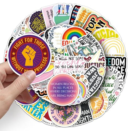 Social Justice Sticker for Black Rights Women's Rights,Equality Activism Water Bottle Stickers for Scrapbook Laptop Journal Envelope Skateboard Phone, Social Worker Vinyl Decals Bulk Pack (50Pcs) - style: Social Justice