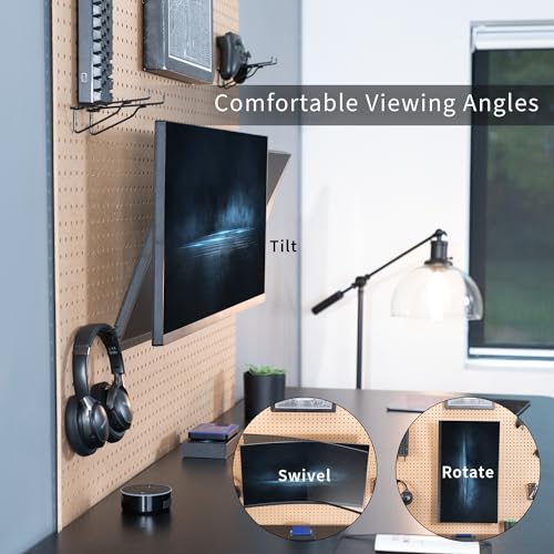 VIVO Articulating Single Monitor Pegboard Mount, Fits Screens up to 32 inches and Peg Boards up to 0.25 inches Thick with 1 inch Hole Spacing, Black, Mount-PB1 - size: up to 32" screens, style: Low Profile