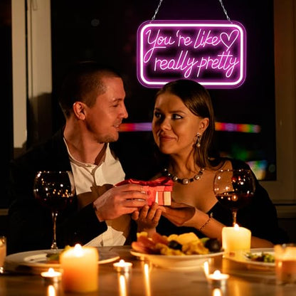 You're Like Really Pretty Neon Signs for Wall Decor，LED Neon Lights Suitable for Bedroom Wedding Party Christmas Gift Art 5V Power Adapter - style: You're Like Really Pretty