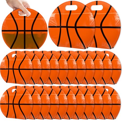 AKAIXI 24pcs 3.5Mil Thickened Basketball Snack Bags Reusable Sealed Bags | with Handle Stand-up Basketball Goodie Bags for Team Practice/Game Day Supplies, Gifts for Football Lovers Players Coache - color: Basketball