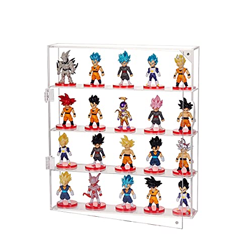 AITEE Acrylic Display Case for Mini Funko Pop Figures, Clear Wall Mounted or Desktop 4 Layer Storage Box Cabinet Organizer for Mini Toys, Collections or Stone - size: 4-Layer