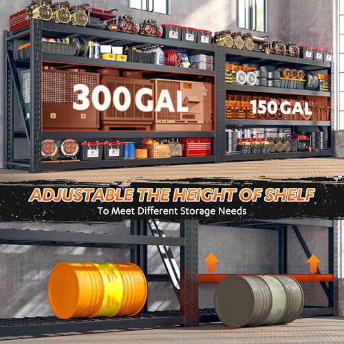 Bepatio 8000LBS Heavy Duty Garage Shelving,77" W Industrial Storage Shelves,4 Tier Adjustable Metal Shelving Unit,Rust Proof Large Tall Steel Rack for Shop,Basement,Warehouse,Commercial 24" D x 72" H - size: 77"W x 24"D x 72"H, 4-Tier