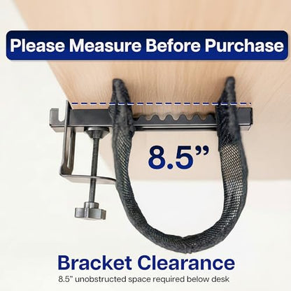 VIVO No Drill Clamp-on 44 inch Mesh Net Under Desk Cable Management Wire Organizer, Adjustable Home Office Standing Desk Cord Storage Sleeve, Black, DESK-AC44MH - size: 44"